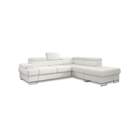 GALAXY L Natural Leather 103" x 88" Wide Sleeper Sectional with Storage
