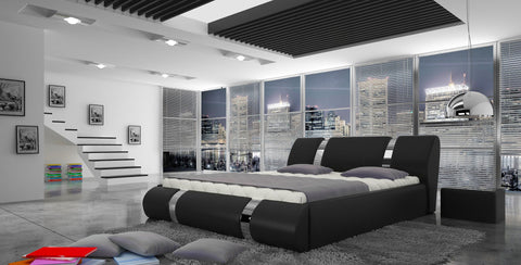 APOLLO American King Size Bed Frame with Storage- Black