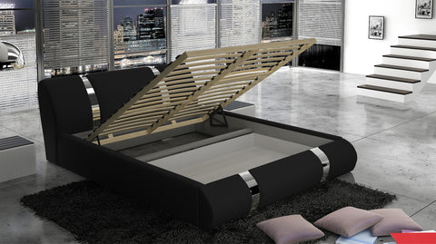 APOLLO American King Size Bed Frame with Storage- Black