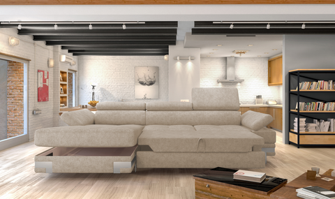 APRILLA MINI 106" x 68' Wide Sleeper Sectional with Storage