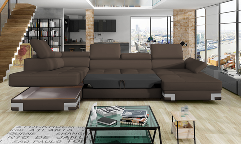 APRILLA XL 133.5"x 87.5" x 69" Wide Sleeper Sectional with Storage