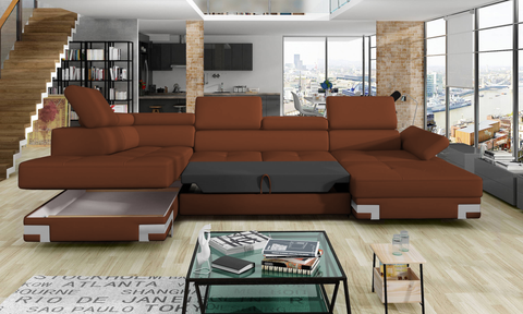 APRILLA XL 133.5"x 87.5" x 69" Wide Sleeper Sectional with Storage