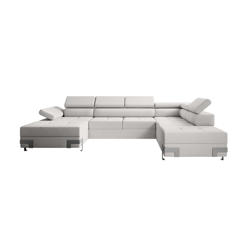 APRILLA XL Natural Leather 133.5"x 87.5" x 69" Wide Sleeper Sectional with Storage
