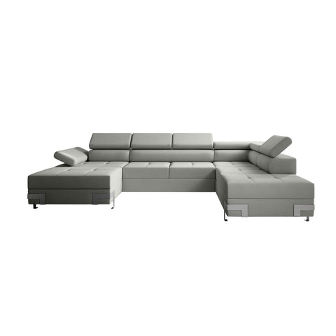 APRILLA XL Natural Leather 133.5"x 87.5" x 69" Wide Sleeper Sectional with Storage