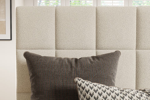 BERO Queen Size Bed Frame with Storage Off White Boucle Fabric