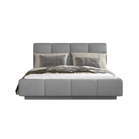 CAPELLA American King Size Bed Frame with Storage Gray Fabric