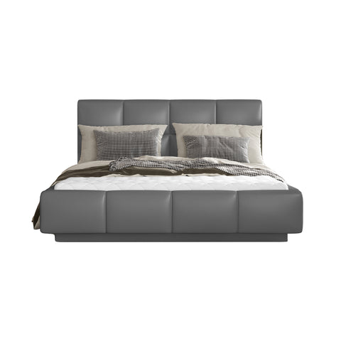 CAPELLA European Full Size Bed Frame with Storage Gray Faux Leather