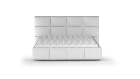 CAPELLA European Full Size Bed Frame with Storage White Faux Leather