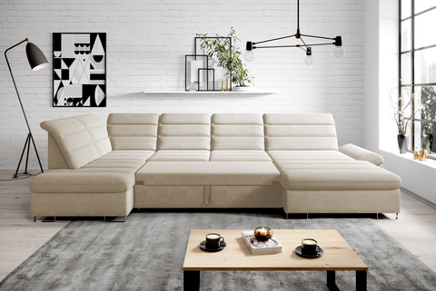DONATELLA XL 145" x 84" x 74.5" Wide Sleeper Sectional with Storage