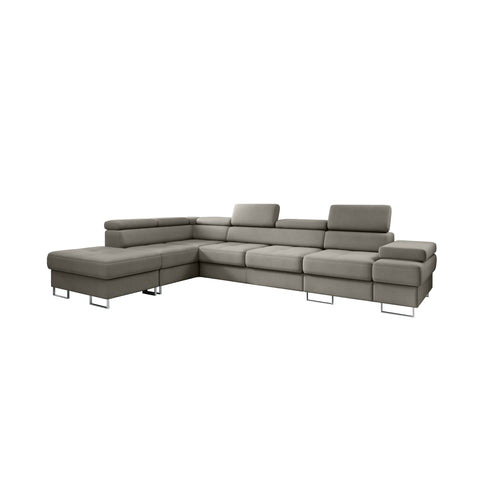 GALAXY L2 Natural Leather 131" x 88" Wide Sleeper Sectional with Storage