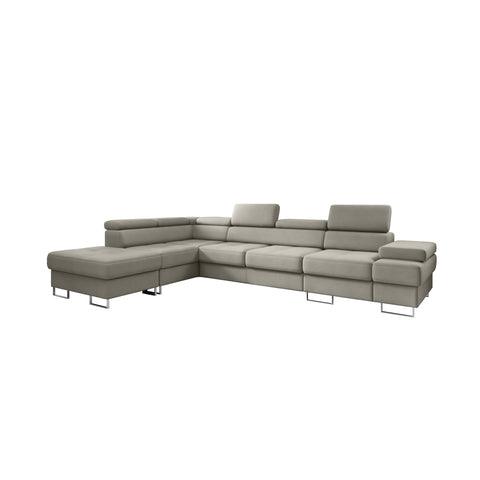 GALAXY L2 Natural Leather 131" x 88"  Wide Sleeper Sectional with Storage
