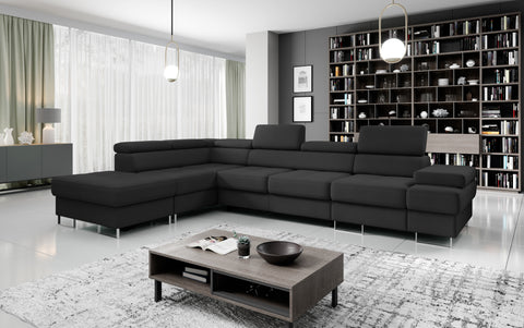 GALAXY L2 Natural Leather 131" x 88"  Wide Sleeper Sectional with Storage