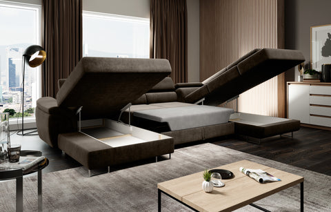 LAGOZZO XL 136" x 88' x 67' Wide Sleeper Sectional with Storage