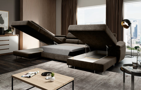 LAGOZZO XL 136" x 88' x 67' Wide Sleeper Sectional with Storage