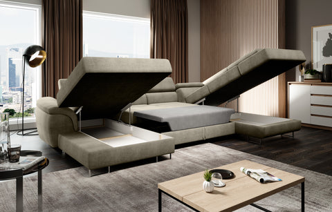 LAGOZZO XL 136" x 88' x 67' Wide Sleeper Sectional with Storage