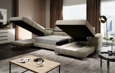LAGOZZO XL 136" x 88' x 67' Wide Sleeper Sectional with Storage