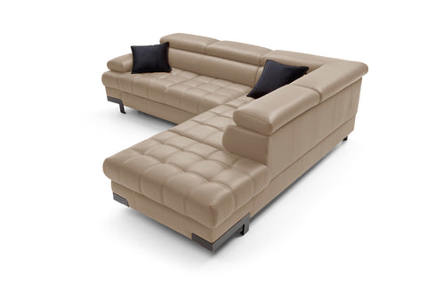 SULTAN L 103.5" x 88" Natural Leather Wide Sleeper Sectional with Storage