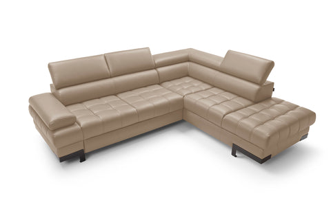 SULTAN L 103.5" x 88" Natural Leather Wide Sleeper Sectional with Storage