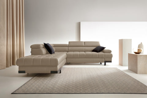 SULTAN L 103.5" x 88" Natural Leather Wide Sleeper Sectional with Storage