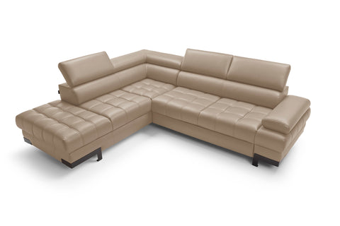 SULTAN L 103.5" x 88" Natural Leather Wide Sleeper Sectional with Storage
