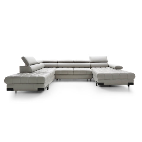 SULTAN XL Natural Leather 133.5"x 87.5" x 69" Wide Sleeper Sectional with Storage