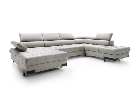SULTAN XL Natural Leather 133.5"x 87.5" x 69" Wide Sleeper Sectional with Storage