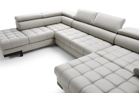 SULTAN XL Natural Leather 133.5"x 87.5" x 69" Wide Sleeper Sectional with Storage