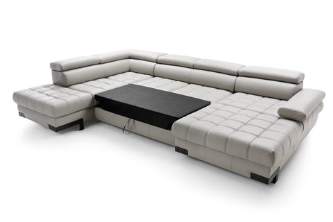 SULTAN XL Natural Leather 133.5"x 87.5" x 69" Wide Sleeper Sectional with Storage