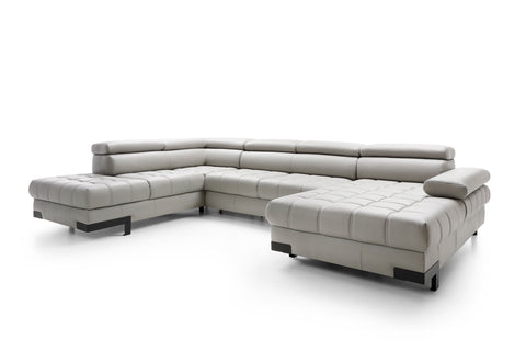 SULTAN XL Natural Leather 133.5"x 87.5" x 69" Wide Sleeper Sectional with Storage