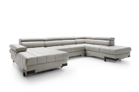 SULTAN XL Natural Leather 133.5"x 87.5" x 69" Wide Sleeper Sectional with Storage