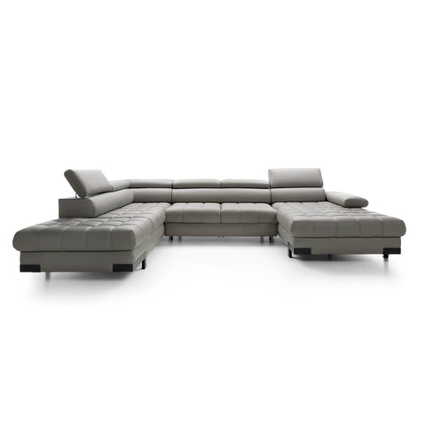 SULTAN XL Natural Leather 133.5"x 87.5" x 69" Wide Sleeper Sectional with Storage