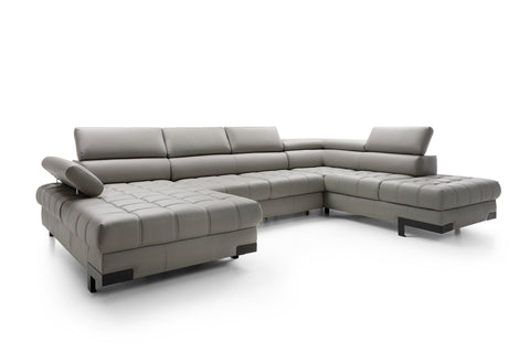 SULTAN XL Natural Leather 133.5"x 87.5" x 69" Wide Sleeper Sectional with Storage