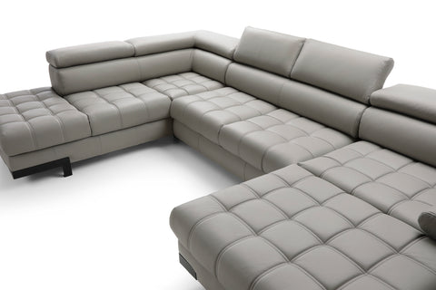 SULTAN XL Natural Leather 133.5"x 87.5" x 69" Wide Sleeper Sectional with Storage