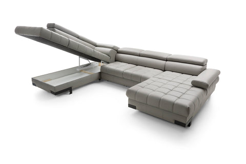 SULTAN XL Natural Leather 133.5"x 87.5" x 69" Wide Sleeper Sectional with Storage