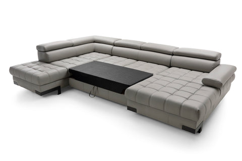 SULTAN XL Natural Leather 133.5"x 87.5" x 69" Wide Sleeper Sectional with Storage
