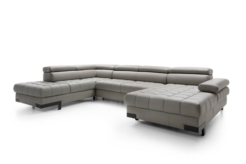 SULTAN XL Natural Leather 133.5"x 87.5" x 69" Wide Sleeper Sectional with Storage