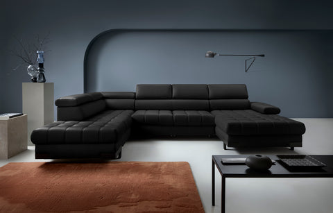 SULTAN XL Natural Leather 133.5"x 87.5" x 69" Wide Sleeper Sectional with Storage