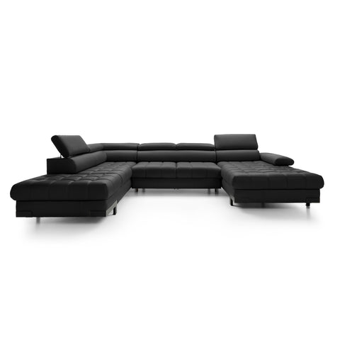 SULTAN XL Natural Leather 133.5"x 87.5" x 69" Wide Sleeper Sectional with Storage