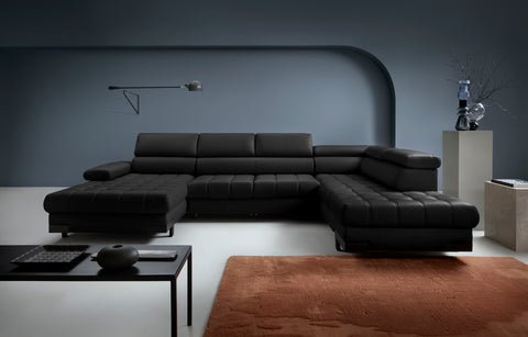 SULTAN XL Natural Leather 133.5"x 87.5" x 69" Wide Sleeper Sectional with Storage