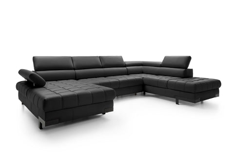 SULTAN XL Natural Leather 133.5"x 87.5" x 69" Wide Sleeper Sectional with Storage