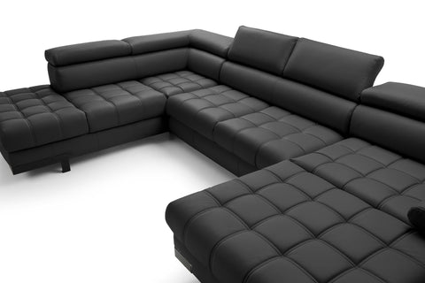 SULTAN XL Natural Leather 133.5"x 87.5" x 69" Wide Sleeper Sectional with Storage