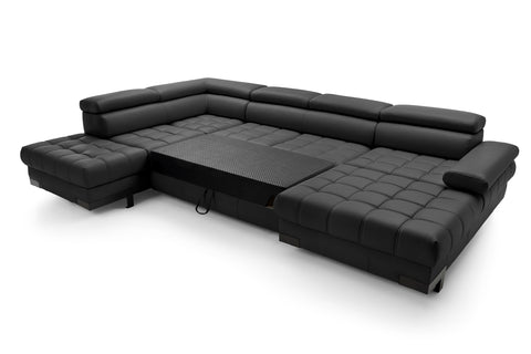 SULTAN XL Natural Leather 133.5"x 87.5" x 69" Wide Sleeper Sectional with Storage