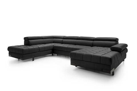SULTAN XL Natural Leather 133.5"x 87.5" x 69" Wide Sleeper Sectional with Storage