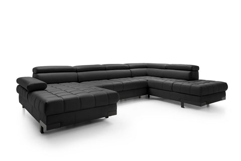 SULTAN XL Natural Leather 133.5"x 87.5" x 69" Wide Sleeper Sectional with Storage