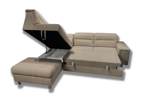 NICOLA L 111" x 93" Wide Sleeper Sectional with Storage