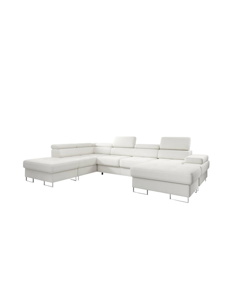 GALAXY XL Natural Leather 133" x 88" x 70 Wide Sleeper Sectional with Storage