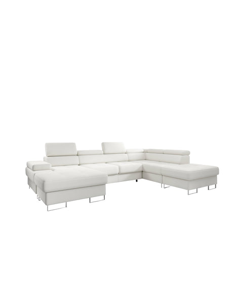 GALAXY XL Natural Leather 133" x 88" x 70 Wide Sleeper Sectional with Storage