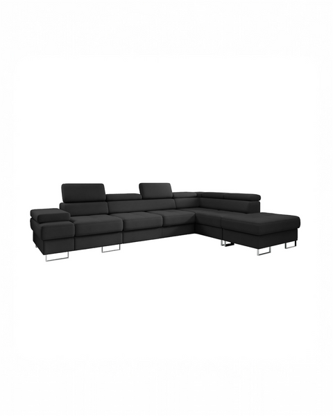 GALAXY L2 Natural Leather 131" x 88"  Wide Sleeper Sectional with Storage