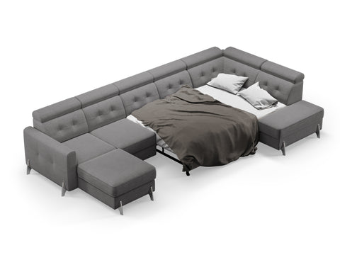 MONACO XL 147.5"x 80.5"x 69" Wide Sleeper Sectional with Storage