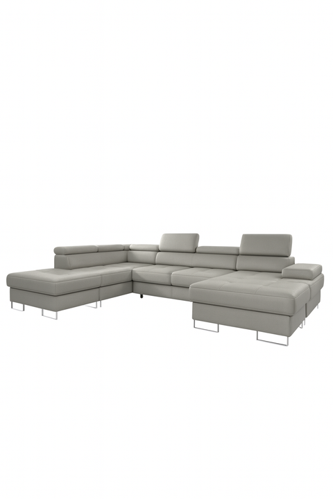 GALAXY XL Natural Leather 133" x 88" x 70 Wide Sleeper Sectional with Storage